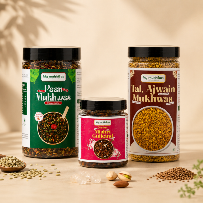 Family Combo – No Sopari Pan Mukhwas-400 GM + Tal Ajwain-350 GM + Mishri Gulkand-400 GM