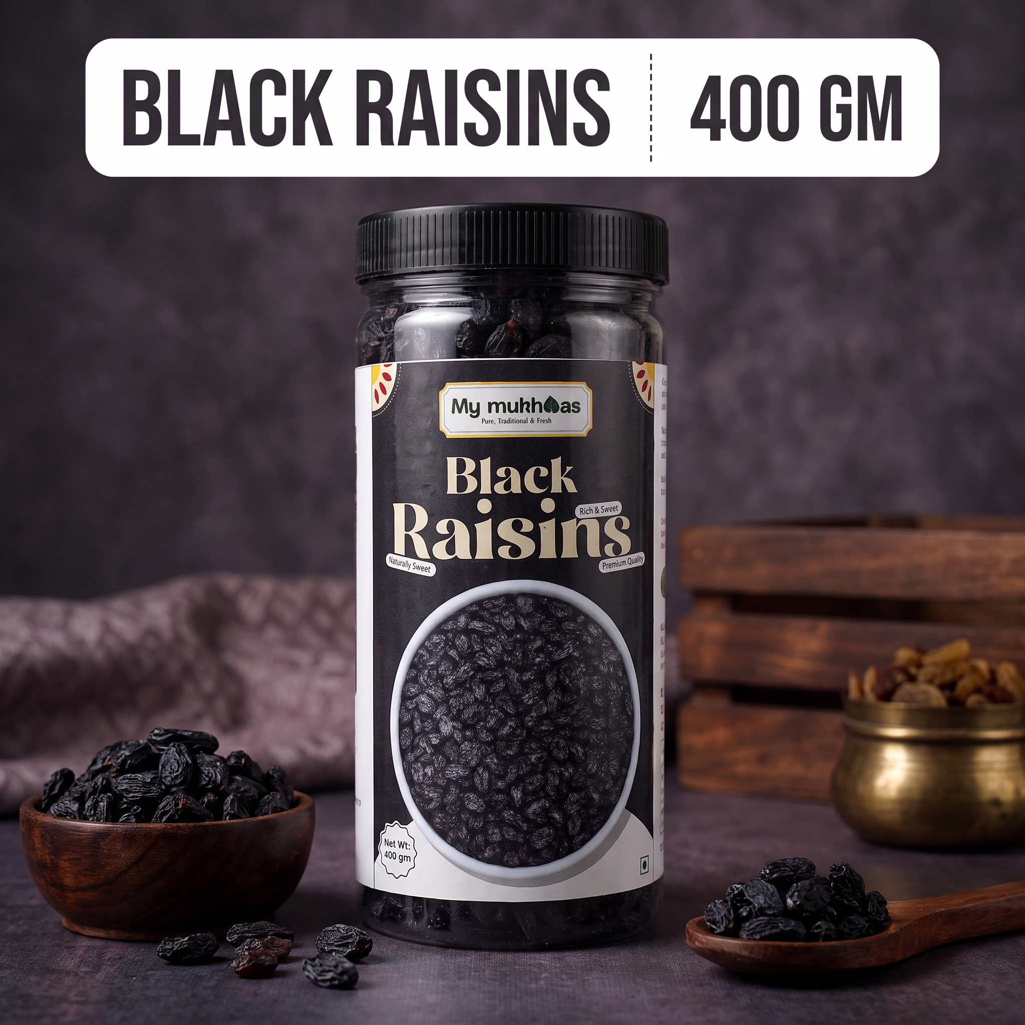 Black Raisins (Kali Kishmish) | Naturally Sweet, Soft & Premium Quality