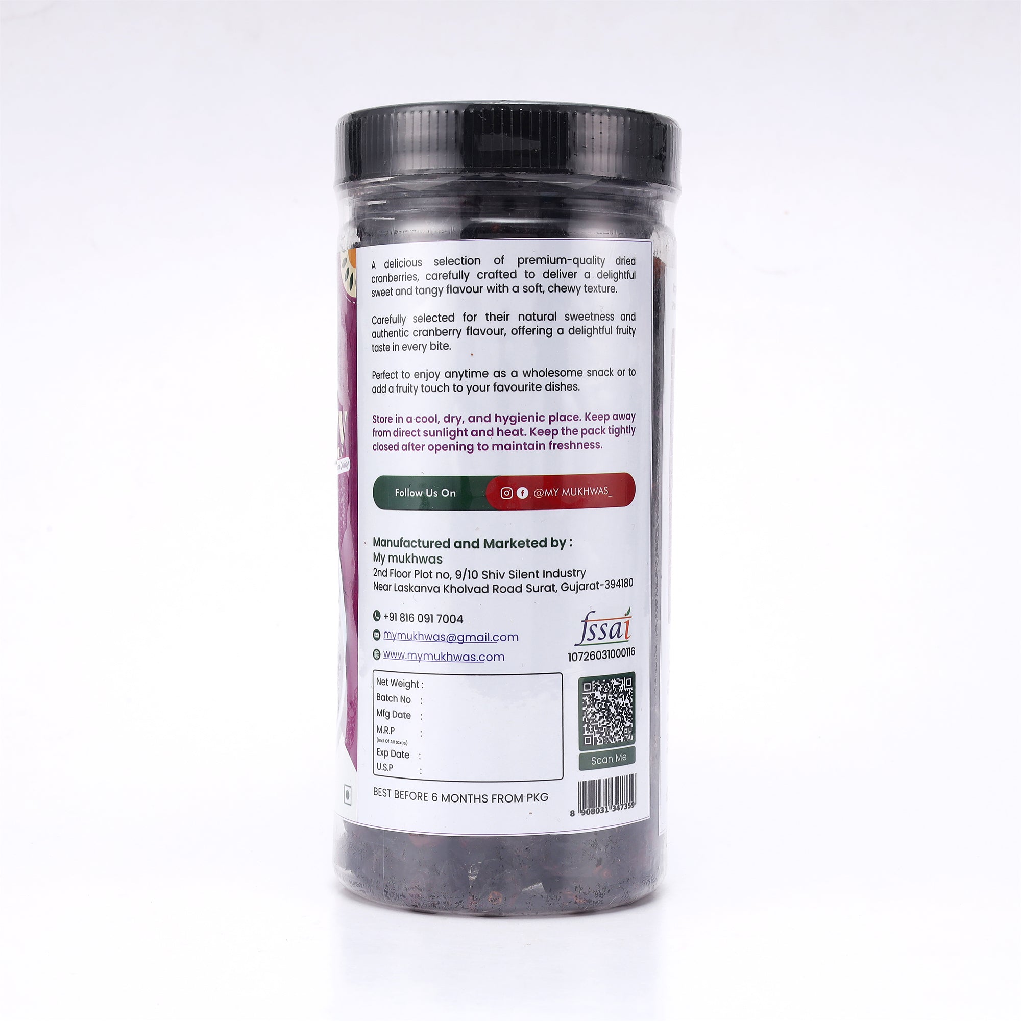 Premium Dried Cranberries | Sweet & Tangy, Naturally Tasty | 400 GM