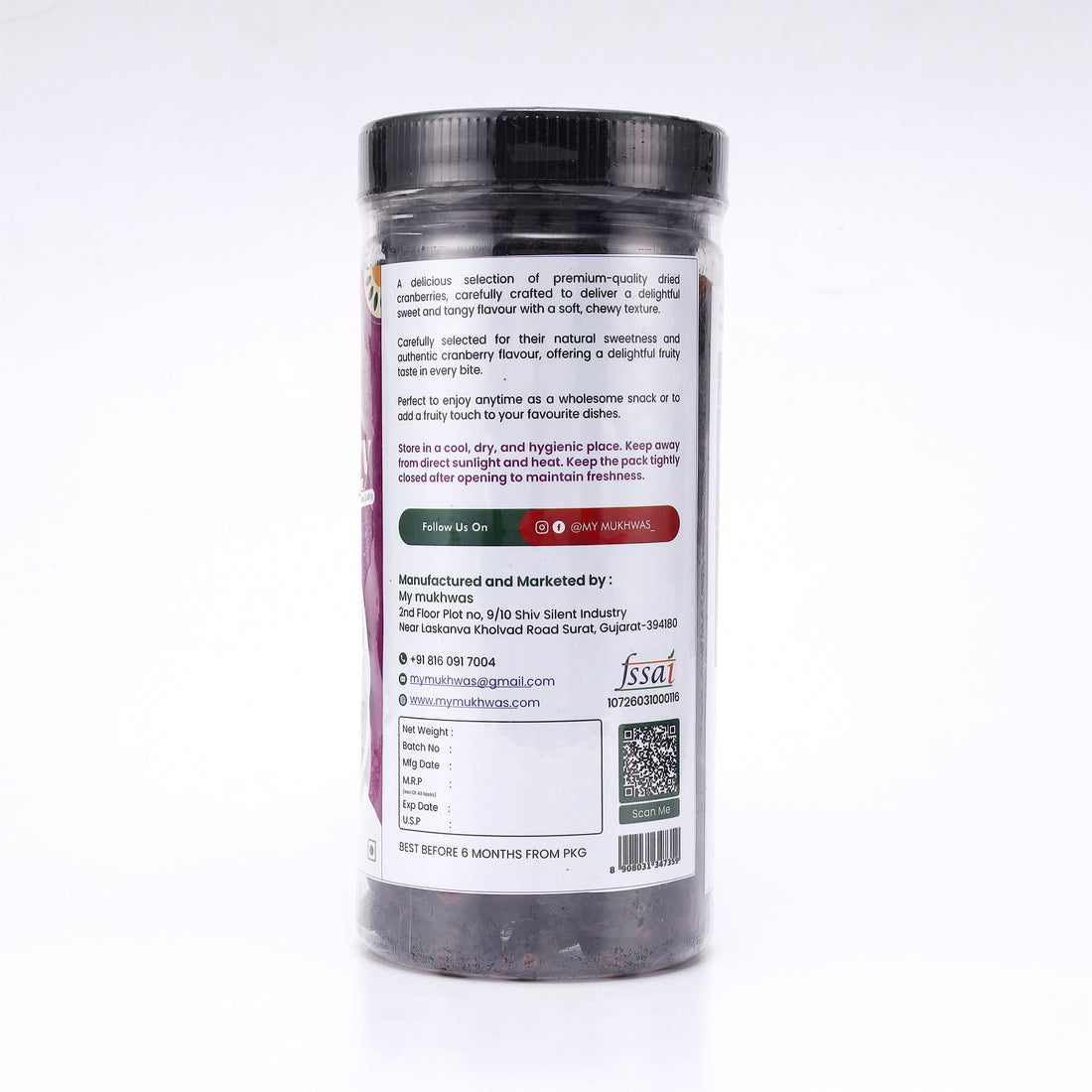 Premium Dried Cranberries | Sweet & Tangy, Naturally Tasty | 400 GM