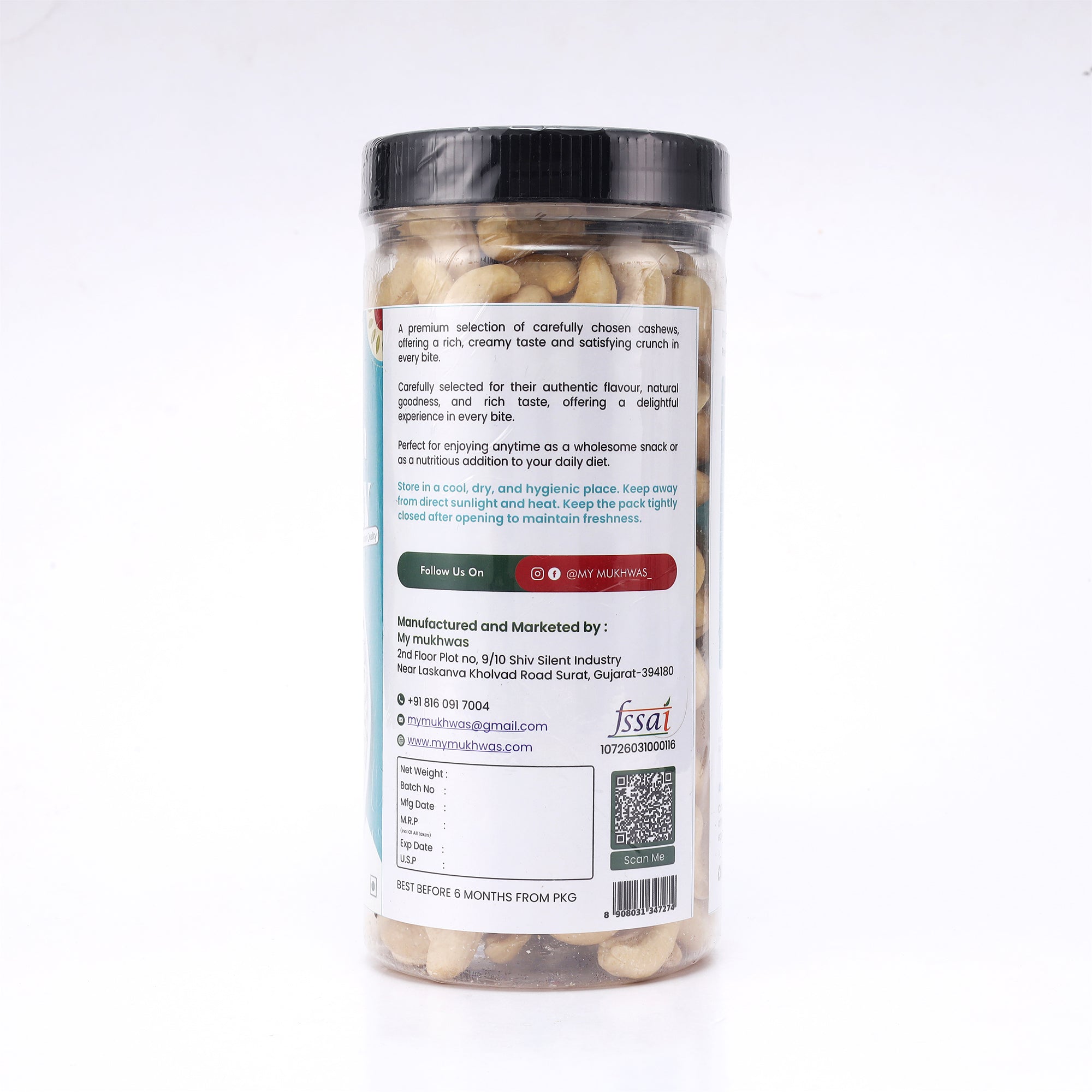 Premium Cashew Nuts (Kaju) | High Protein, Fibre Packed – Natural & Preservative Free