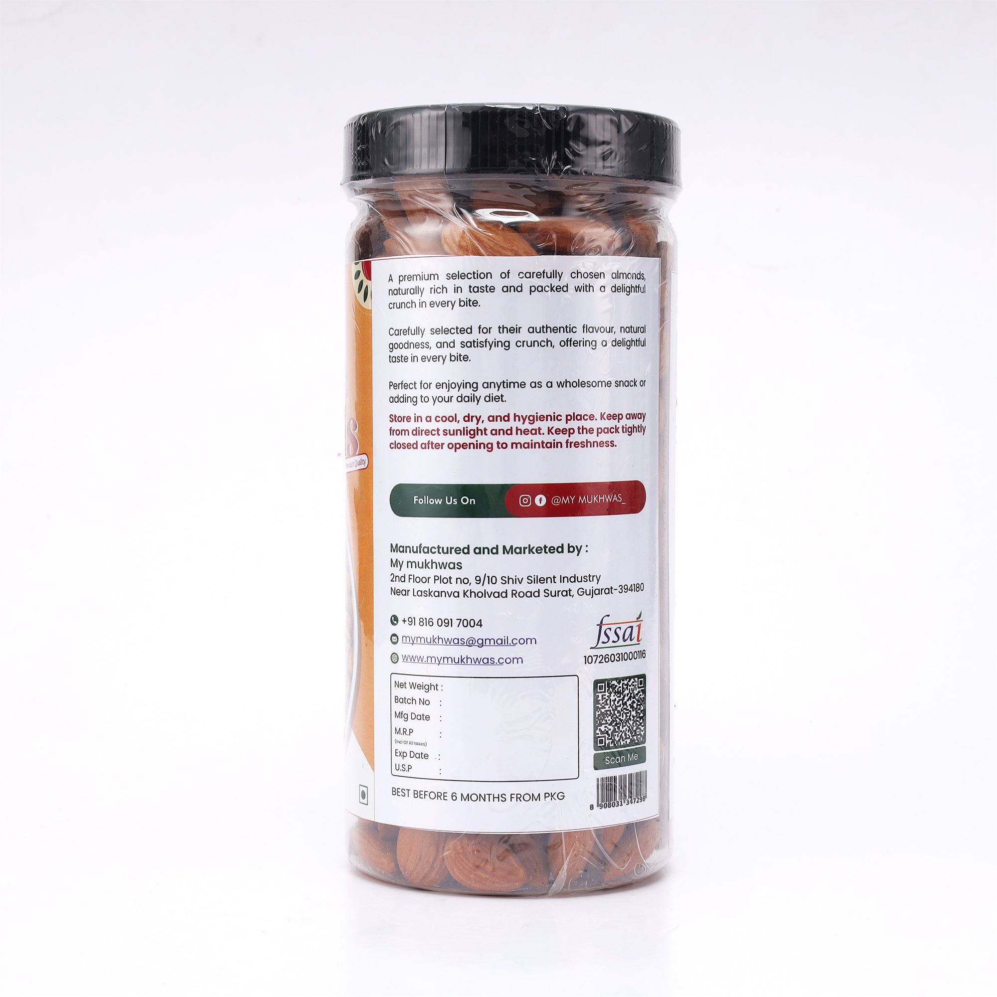 Premium Almonds (Badam) | High Protein, Fibre Packed – Natural & Preservative Free