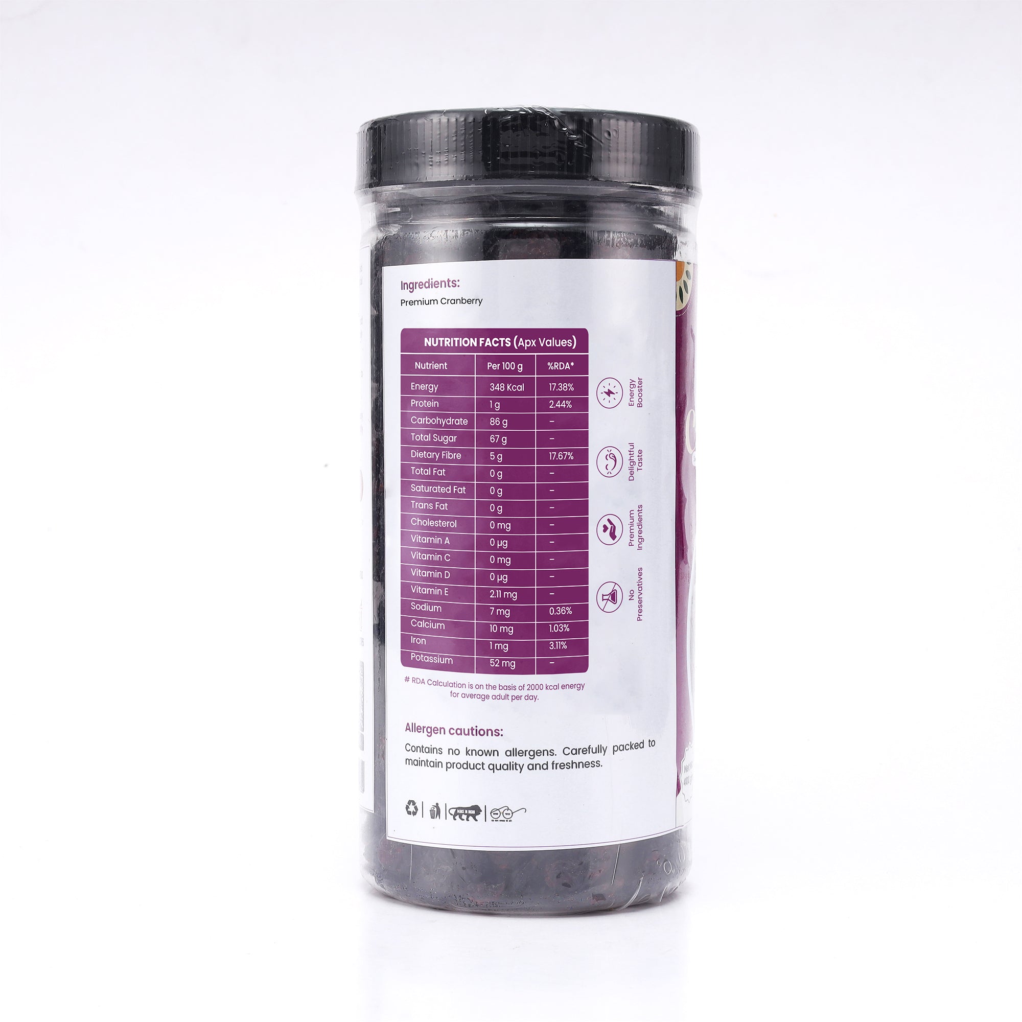 Premium Dried Cranberries | Sweet & Tangy, Naturally Tasty | 400 GM