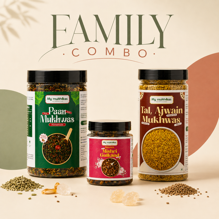 Family Combo – No Sopari Pan Mukhwas-400 GM + Tal Ajwain-350 GM + Mishri Gulkand-400 GM
